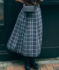 【23区】チェック柄フレアスカート 36