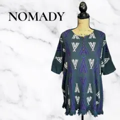 【NOMADY Amina】フリンジフレアチュニック　エスニック　七分袖のサムネイル