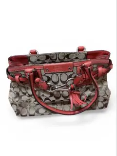 Coach シグネチャー トートバッグ ベージュ/レッド