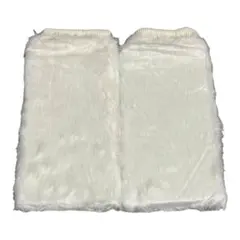 1582 レッグウォーマー 脚細効果 ホワイト　ファー　ふわふわ　レディース