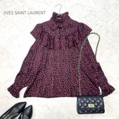 YVES SAINT LAURENT ビンテージ　ボウタイ　フリル　ブラウス