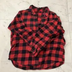UNIQLO キッズ 長袖シャツ 120cm 赤黒チェック