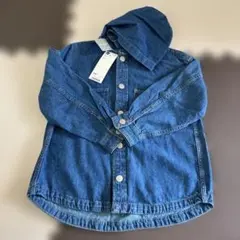 GU KIDSフード付きデニムシャツ 長袖 110cm ブルー