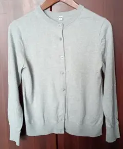 【UNIQLO】ユニクロ UVカットクルーネックカーディガン M グレー