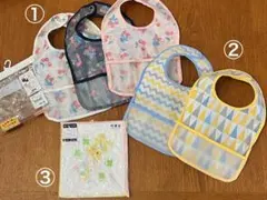 食事用エプロン5枚 + ミキハウス ガーゼハンカチ2枚