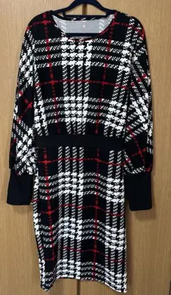 チェック柄 ニットワンピース 長袖　新品