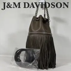 美品 J&M DAVIDSON ショルダーバッグ カーニバル 巾着 ロゴ カーキ