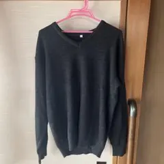 チャコールグレー　メンズ　VネックニットサイズXL