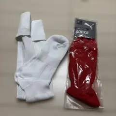 PUMA サッカー ソックス 2足セット ホワイト レッドのサムネイル