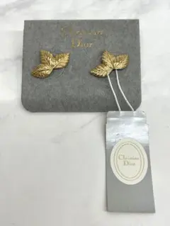 S Christian Dior リーフモチーフ ピアス ゴールド