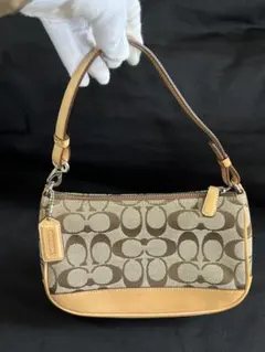 【美品】COACH コーチ シグネチャー アクセサリーポーチ ハンドバッグ