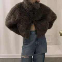 Mili affinity フェイクファーショート丈ダブルジップジャケット