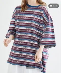HANG TEN　マルチボーダー　ポケットTシャツ　ジャガード　Mサイズのサムネイル