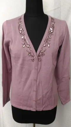 J*U様 T1071 Vネックカーディガン ビーズ装飾