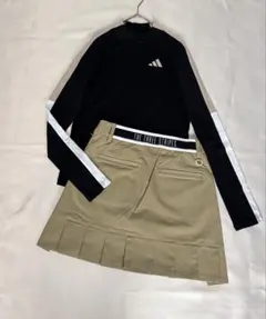 新品adidasゴルフ　薄手モックシャツ　プリーツスカート　セットアップ