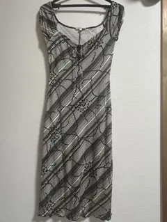 KOOKAI/フランス製/上品大花ストライプ ワンピース