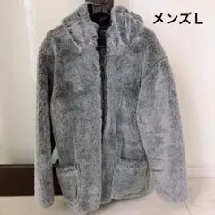 グレー ファージャケット フード付き リバーシブル アウター Lサイズ