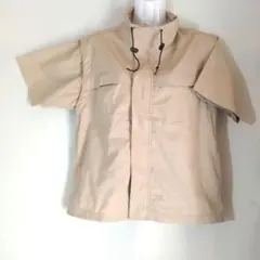 2way フルジップ　ハイネックジャケット　半袖　袖なし　ベージュ