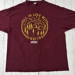 アウトドア Tシャツ 2XL ボルドー キャンプ 古着 fruits