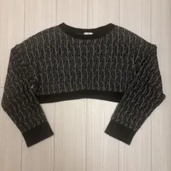 LOWRYS FARM 長袖トップス　セーター　総柄　クロップド