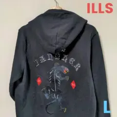 ILLS イルズ PANTHER 刺繍 ジップパーカー ブラック L アメトラ