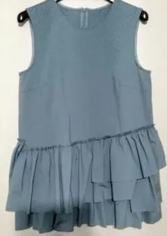 M-premier BLACK フリルノースリーブチュニック 36