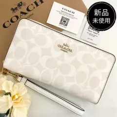 上質レザー 新品 COACH コーチ 長財布 ホワイト リストレット - メルカリ