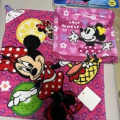 ミニーちゃん巾着とタオルのセット
