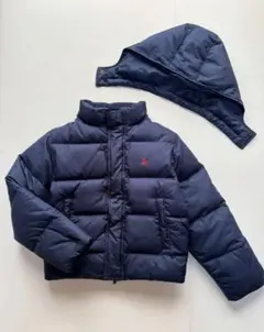 ネイビー フード付きダウンジャケット キッズ用