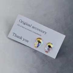 No.558✴︎オーロラ✴︎スカルピアス・イヤリング✴︎小粒ビジューの耳飾り