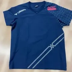MIZUNO ミズノ バレーボール 半袖シャツ ピステ　ネイビー ドット柄　L