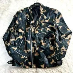 激レア ザラ ダブルライダースジャケット 迷彩 カモ 42 XL