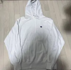 Champion ホワイト フード付きパーカー