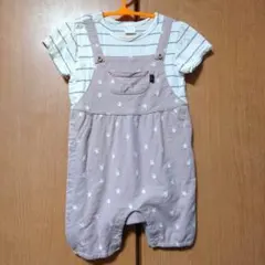 ベビーロンパース　８０　半袖　フタフタ