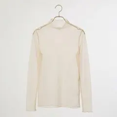 【M】シアーシアートップス シースルー ドット柄 ハイネック インナー重ね着
