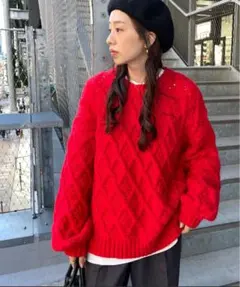 タグ付き新品未使用 Discoat WEB限定 ビッグスリーブケーブルニット