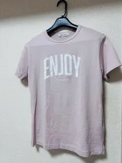 LOUNIE 半袖Tシャツ ENJOY ロゴ 薄ピンクのサムネイル