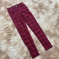 【希少サイズ】アメリカンイーグル ジェギング 00 SHORT チェック柄 赤のサムネイル