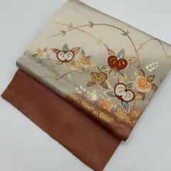 名古屋帯 箔押しに刺繍 裏地麻型 九寸 正絹 MO-9162