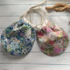 ハンドメイド　しずく型ミニ巾着　2個セット