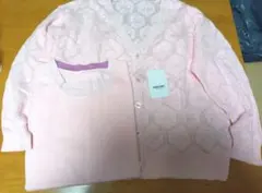 未着用 PERSON'S リボン&ハニカムスカシ柄 カーディガン ベスト