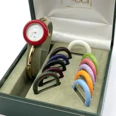 極良品☆稼働 OH済み GUCCI 新品電池 チェンジベゼル レディース腕時計