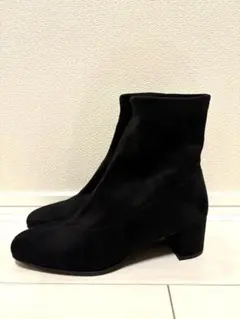 【極美品】ダイアナ 24cm ショートブーツ ストレッチ スクエアトゥ ブラック