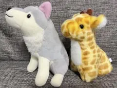 天王寺動物園　おおかみ　AQUA きりん　ぬいぐるみ　2点セット