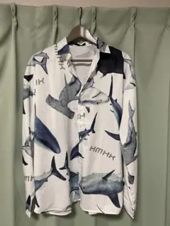 柄シャツ サメ 長袖