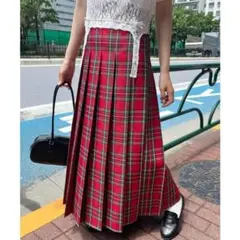 W♡C プリーツチェックロングスカート　Mのサムネイル