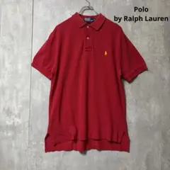 【人気】ポロラルフローレン ポロシャツ M 赤 鹿の子 90s Vintage