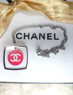 【正規 未使用】CHANELココマーククリアプレートチャーム/ネックレスチェーン