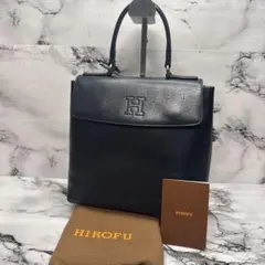 (美品)大人気、ヒロフ、ハンドバッグ、セレモニー、オールレザー、人気色、ネイビーのサムネイル