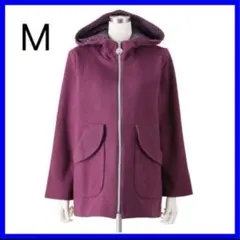 V65［新品］PCD ロゴフードアクセントのジップアップモダンコート Mサイズ